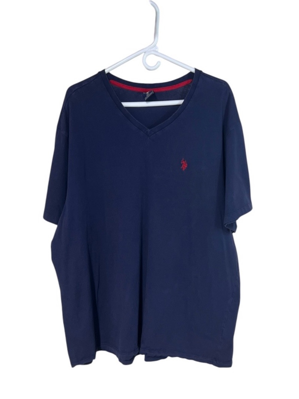 US Polo Assn Men's 3XL Short Sleeve V Neck Navy Blue T-Shirt 100% Cotton